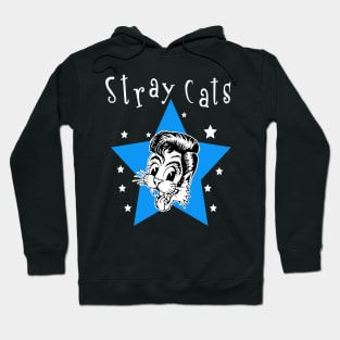 Blue star happy cat face rock band Hoodie